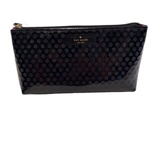 Kate Spade Black Patent cosmetic Pouch/bag NEW zip close, pink interior